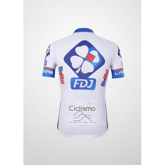 Fdj Ropa Ciclismo Culotte Corto 2012 Mangas Cortas Blanco y Azur